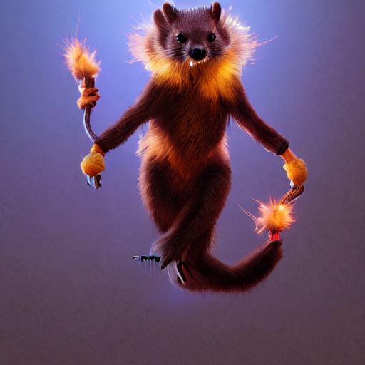 Anthropomorphic Pine Marten Animal, Dressed As A Rave Dancer...