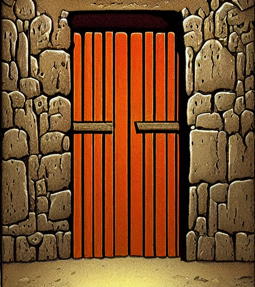 Sturdy Wooden Door In A Dungeon By Jeff Easley