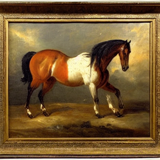 Oil Painting By Delacroix Of A Horse Not At All Frightened B...