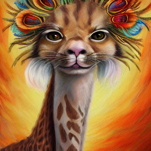 Cute Fluffy Baby Giraffe Cat Lion Hybrid Mixed Creature Char...