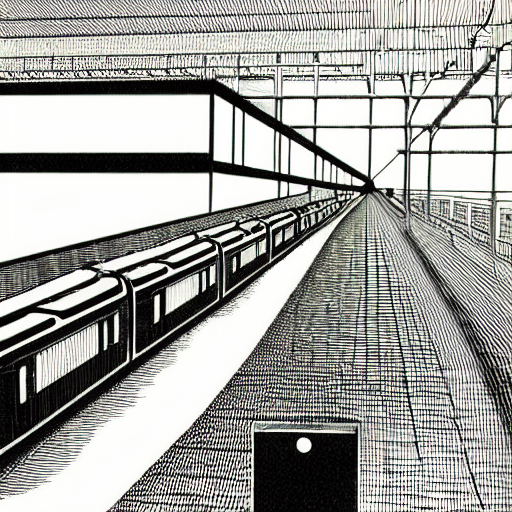 Screenprint Art Of A Shinkansen Train Coming Out Of The Pape...