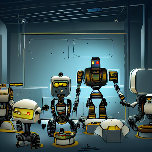 Robots Building Robots In A Workshop, Jake Parker, Deviantar...