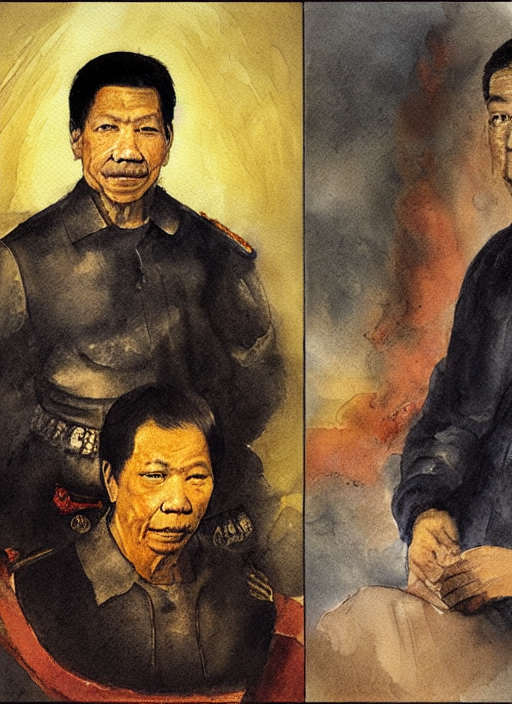 Rodrigo Duterte And Ferdinand Marcos Jr. In Hell, Painted Wi...