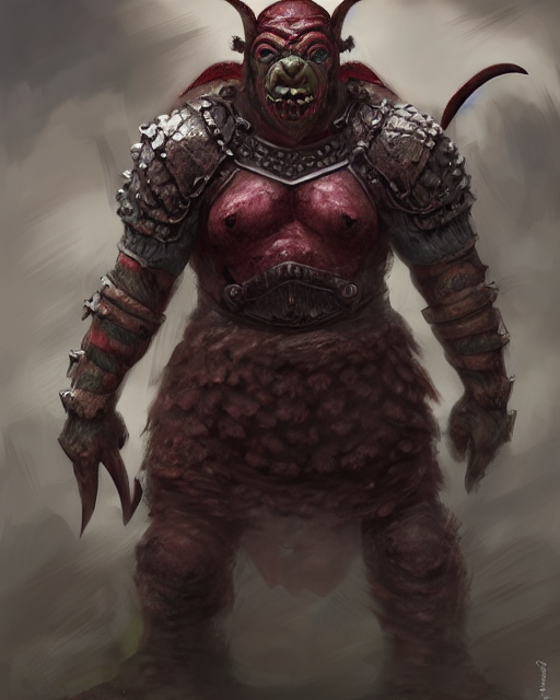 A Large Male Goblin Warrior Wearing Chainmail, Broad Concave...