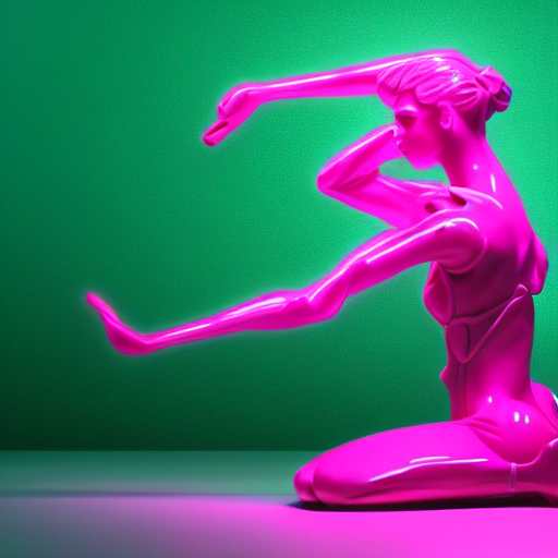 Pink Marble Sculpture Of A Cyberpunk Woman, Dynamic Pose, Gr... — Stable Diffusion AI Prompt: pink marble sculpture of a cyberpunk woman, dynamic pose, green neon background,...