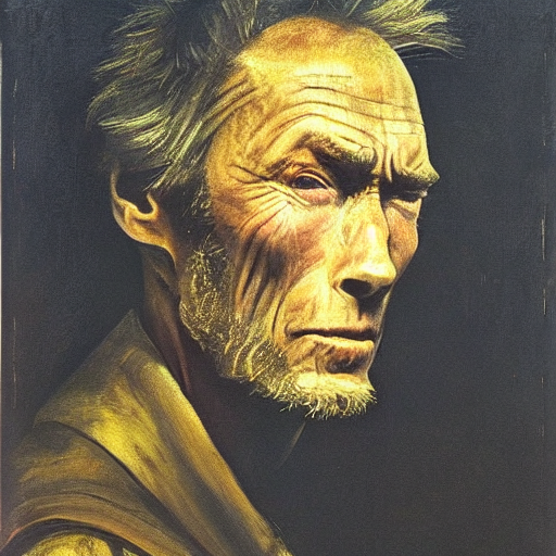 Wide Eyed Clint Eastwood By Rembrandt, Startled Facial Expre...