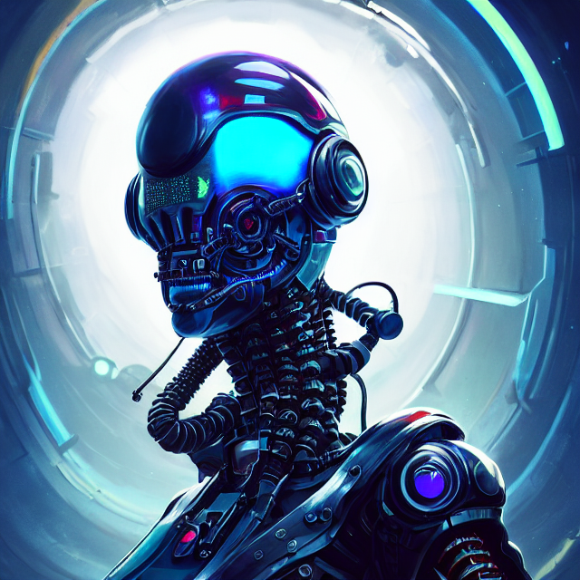 Symmetric Digital Portrait Synthwave Biopunk Space Pirate, B...