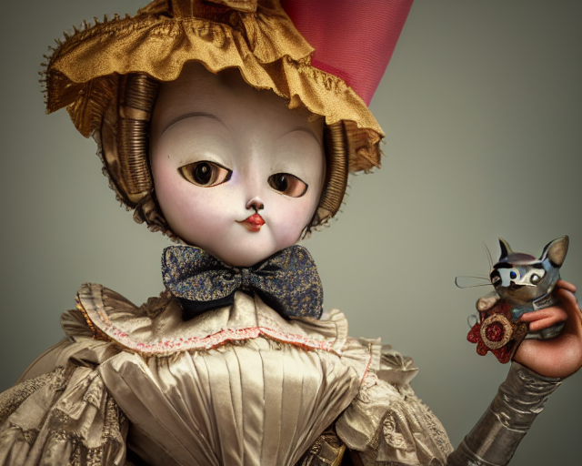 Closeup Profile Portrait Of A Tin Toy Cat Dressed As A Victo...