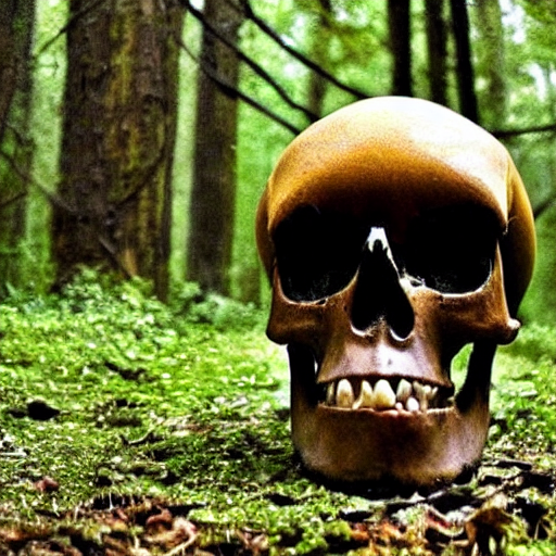A Skull Shaped Mushroom Growing In The Woods, Creepy, Dark A...