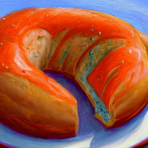 Giant Bagel With Lox On Plate Detailed Painting 4 K