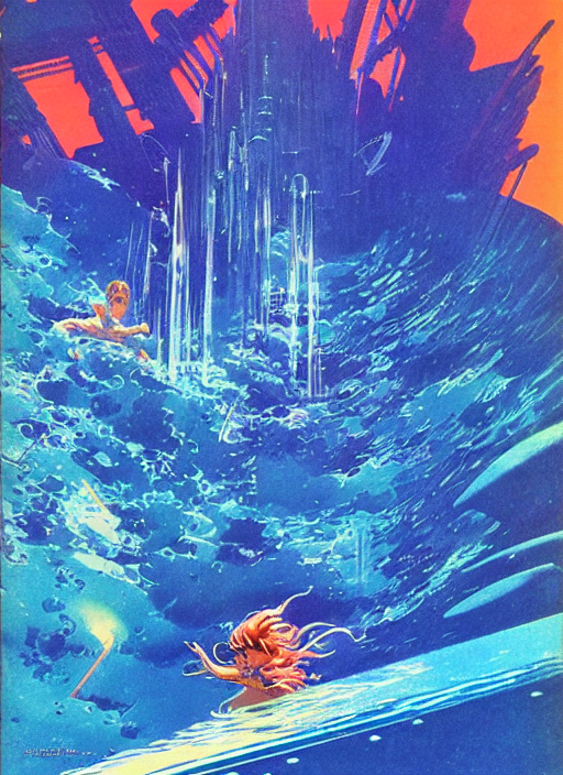 A Blue Abyss Underwater Concept Art, Bright, Cinematic Vinta...