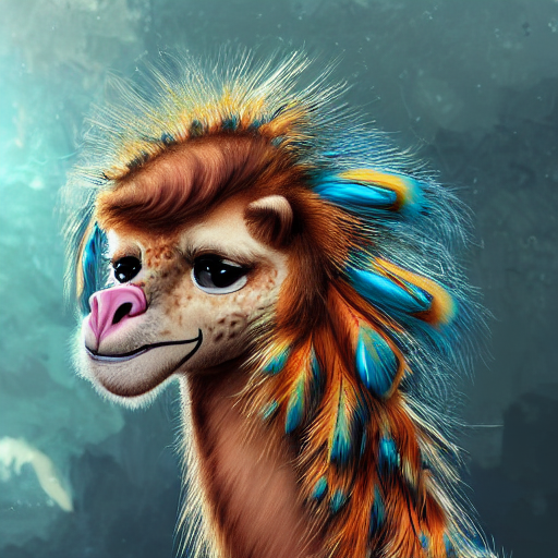Cute Fluffy Baby Giraffe Lion Hybrid Creature Character Conc...