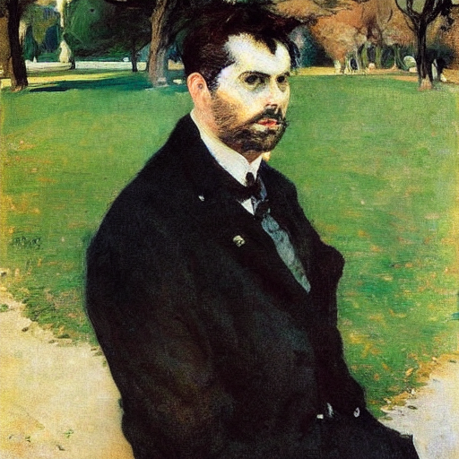 Self - Portrait In The Park  Giovanni Boldini  Impressionism...