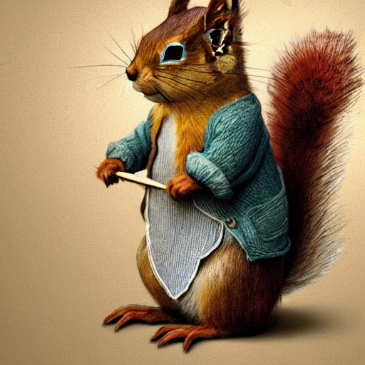 A Red Squirrel Wearing Clothes. Dreamlike Digital Artwork By...