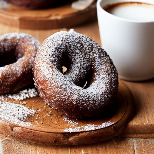Delicious Hazelnut Donut With Chocolate Glazing With A Cup O...