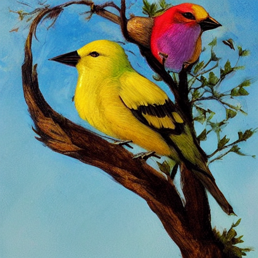 Beautiful Sunny Day, Birds On A Branch, Trending On Artstati...