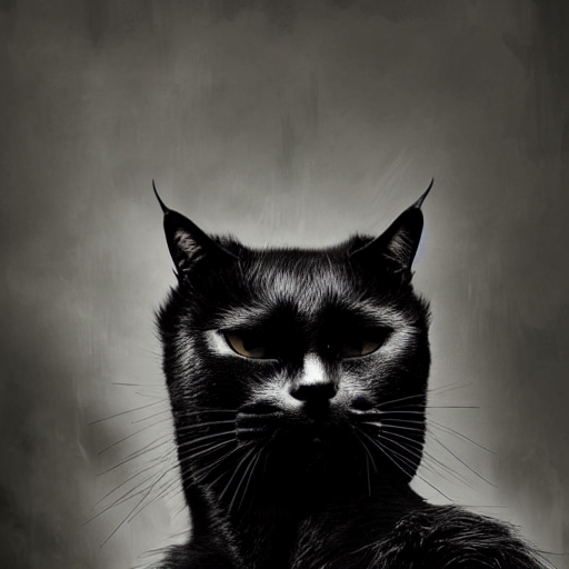 Threateningly Supposed Evil Anthropomorphic Black Cat  Illus...