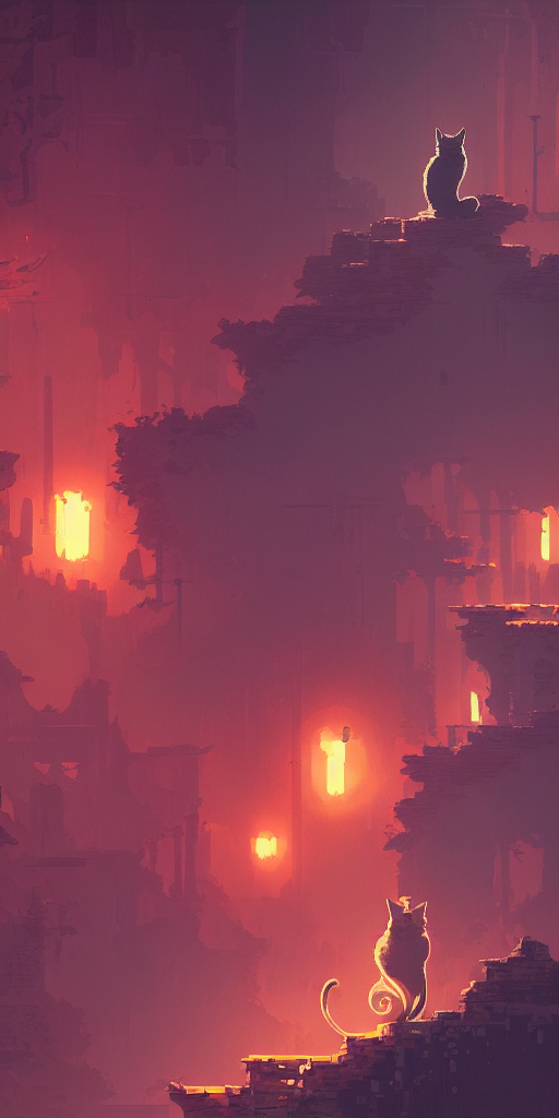 Cat Gameplay Still Frame, 4 Colors, Pixel Art, Retro, Splash...