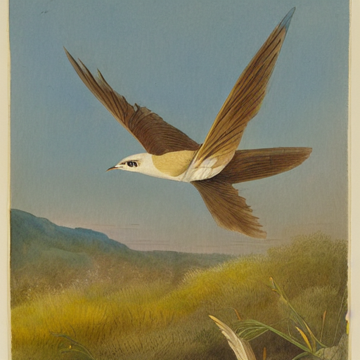 Watercolor By John James Audubon Of A Swift In Flight Over A...