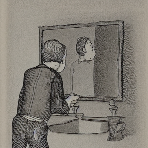 Cartoon Of A Man Looking In The Mirror