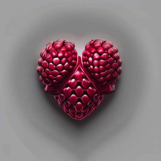 A Biomechanical Raspberry Heart Made Of Metal, Reflective, O...