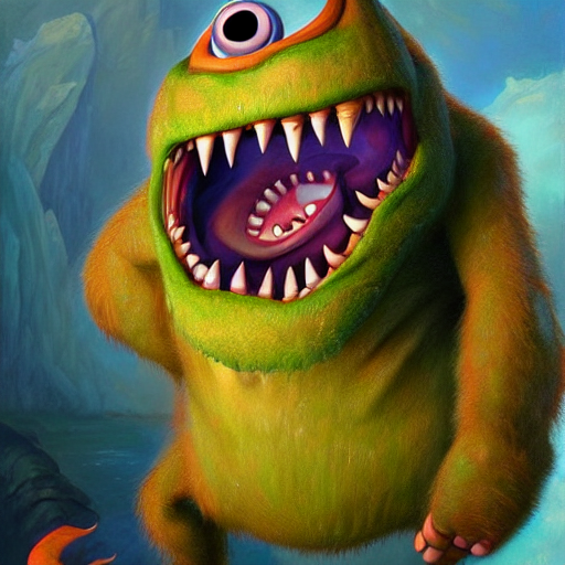 A Very Excited Monster, Oil Painting By Justin Gerard, Devia...