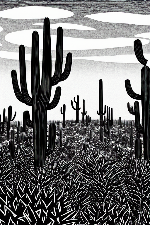 Art By Kat Flint, A Beautiful Black Ink Linocut Print Of A G...