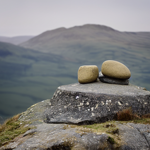 Photograph Of A Stone Cairn Inside A Glass Jar, On A Mountai...
