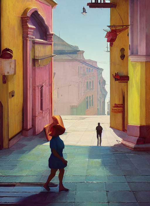Person Walking Inside A Timeless Bubble, Streets Of Salvador...