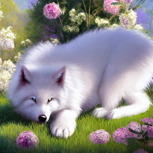 Cute Fluffy White Hybrid Cat Wolf Creature Character Concept...