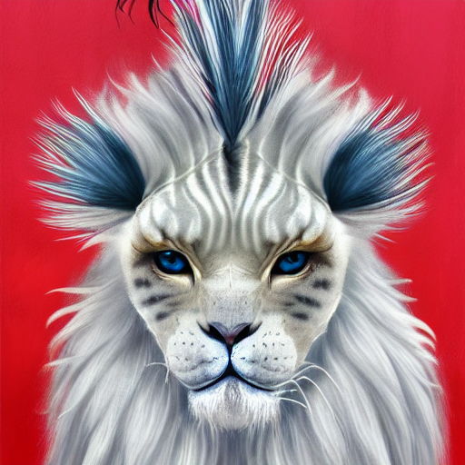 Cute Fluffy Baby White And Grey Striped Giraffe Tabby Lion C...