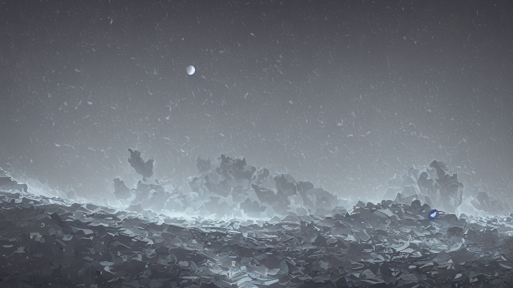 Shattering Of The Moons Surface, Digital Art, Illustration