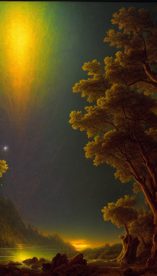 Nature By Asher Brown Durand, At Night Galactic Reclaimed By...