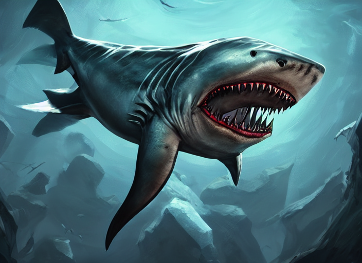 Anthropomorphic Shark Knight Fall On His Face, Upside Down,...