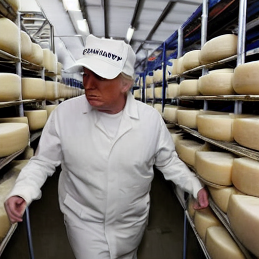 Donald Trump Inspecting Cheese At A Cheese Factory