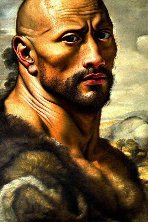 A Portrait Of The Dwayne Johnson, Art By Annibale Carracci I...