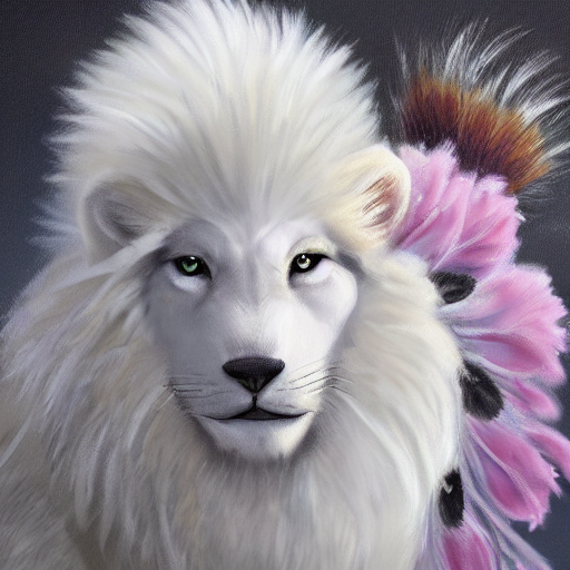 Cute Fluffy White Baby Wolf, Lion, Cat Hybrid Mixed Creature...