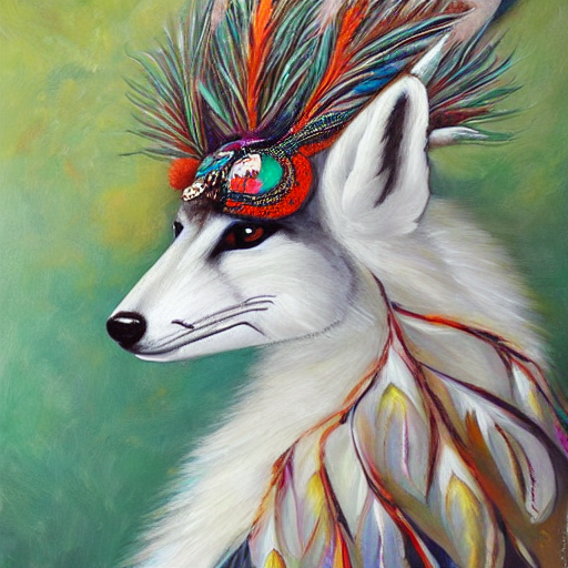 Portrait Of Beautiful White Fox Three Quarter Side Profile V...