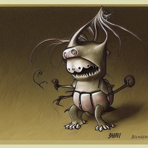 Grim Pokemon Creature By Shaun Tan, Style Of John Kenn Morte...