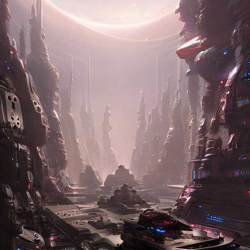 A Sci - Fi, A Detailed Matte Painting By Stephan Martiniere,...
