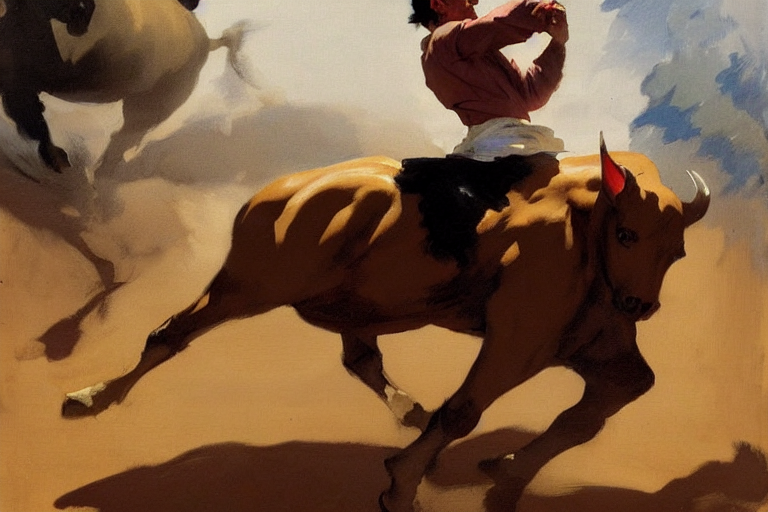 1 9 Century, Corridas De Toros, Raging Bull And Fleeing Crow...