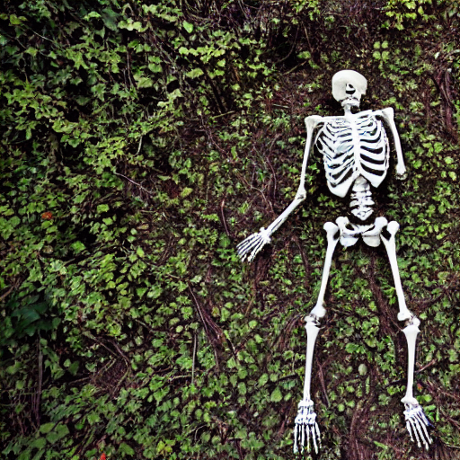 A Biomechanical Human Skeleton On Its Knees Looking Up, In A...