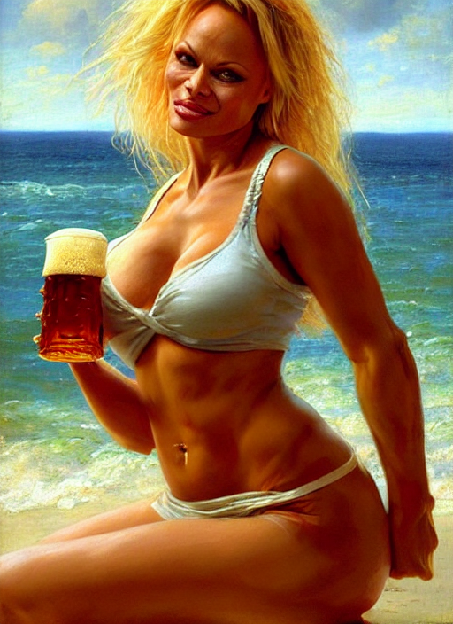 Large Octoberfest Invite Card, Pamela Anderson Chugging Beer...