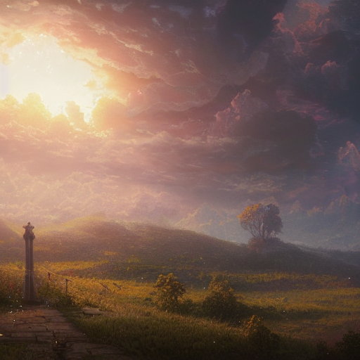 God In The Heaven By Greg Rutkowski And Thomas Kinkade, Tren...