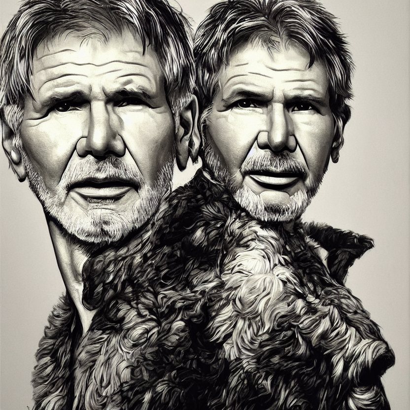 Harrison Ford By Kehinde Wiley And Rembrandt  5. Photorealis...
