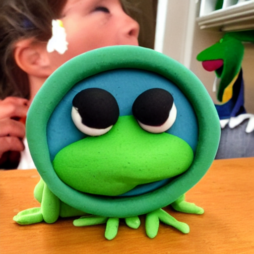 Kermit The Frog Lounging In A House Made Of Play - Doh