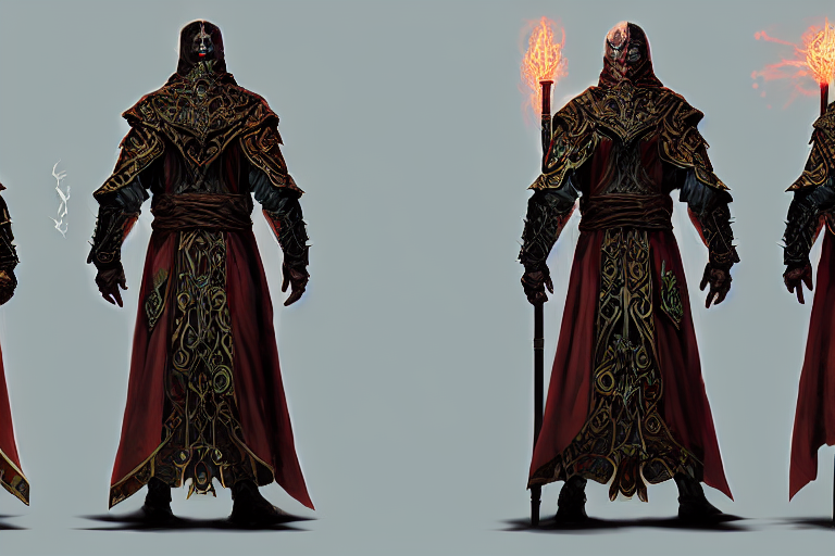 A Full Color Character Sheet With Front, Back And Side Views...