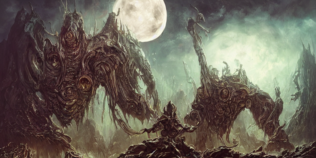 Concept Art Of Giant Ogres, Lovecraftian, Divers Helmet, Lot...