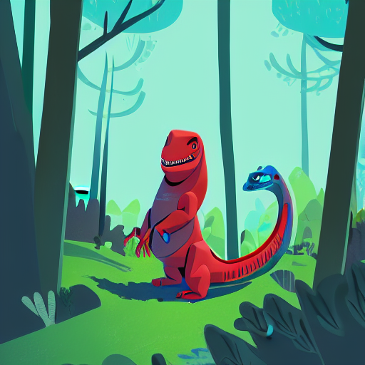 An Illustration Of A Dinosaur K 2 9. 0 0 0 In The Woods, Tre...