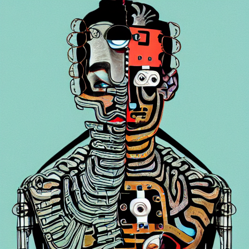 Hybrid Where Half Is Salvador Dali And Half Is A Robot, Spli...